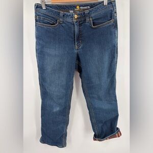 Carhartt Boone flannel lined relaxed fit straight leg denim jean women’s 8s